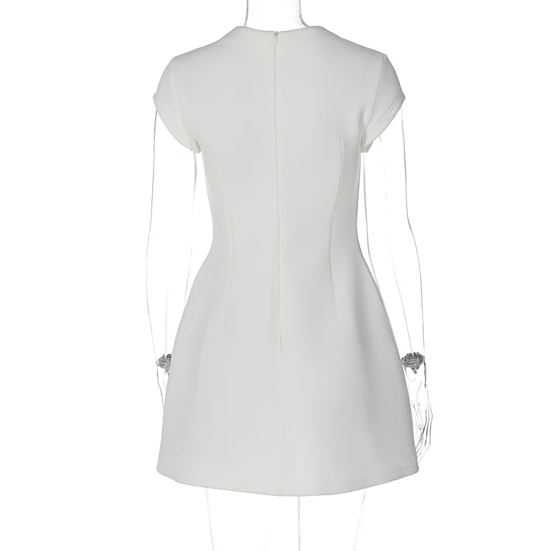 Lunivop Elegant Pretty Short Sleeve Party Ladies O Neck Zipper Mini Women'S Dresses Y2K