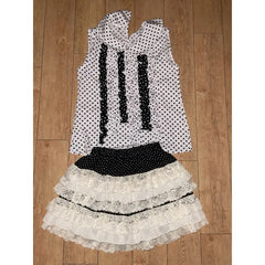 Lunivop  Summer Ancient Style Polka Dot Cake Skirt Set Japanese Light Asian Outfit Top Half Skirt Subculture 2-piece Set
