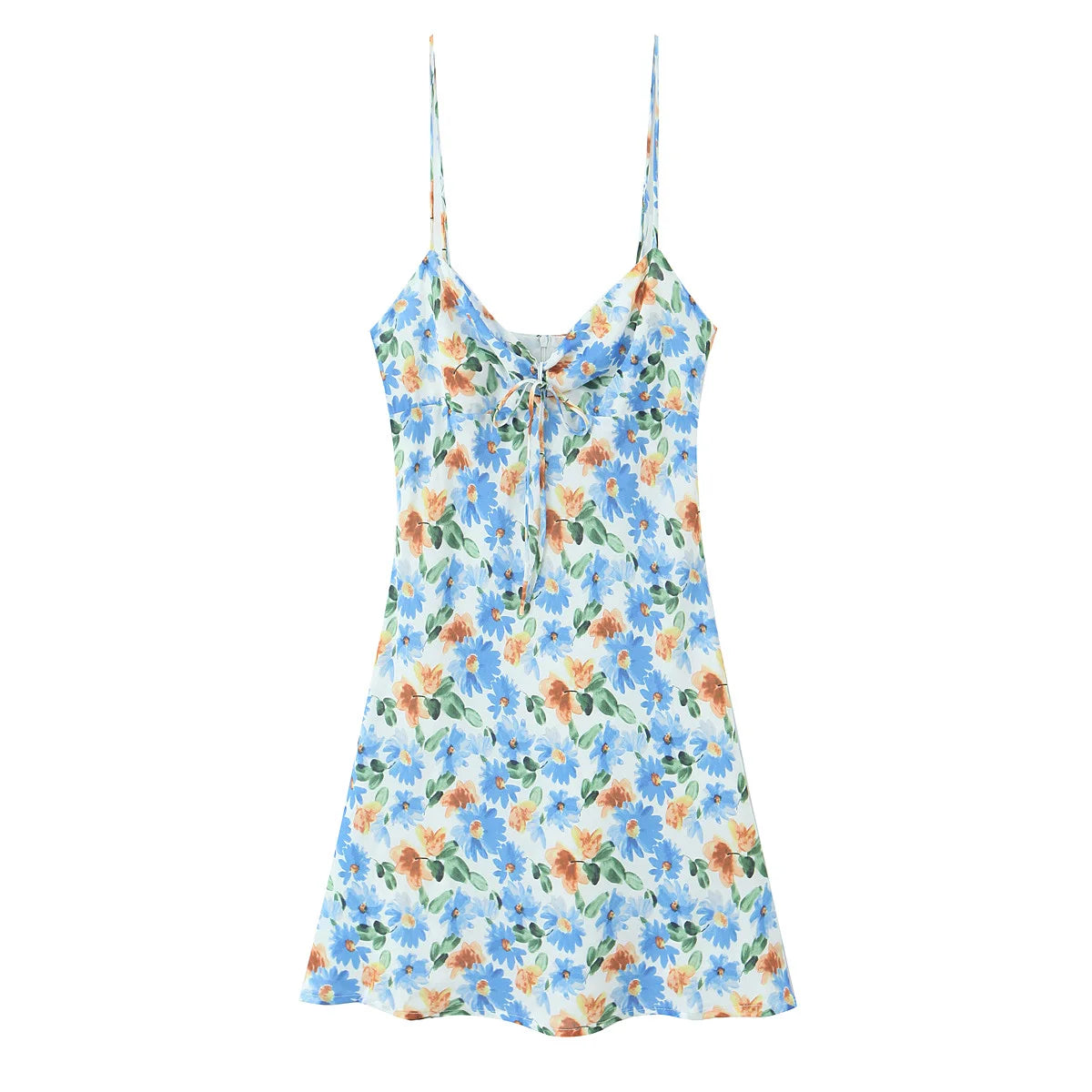 Lunivop  Pink Floral Print Backless Sling Dress Summer Woman Spliced Lace Bow V neck Mini Short Robe Beach Holiday Vestidos