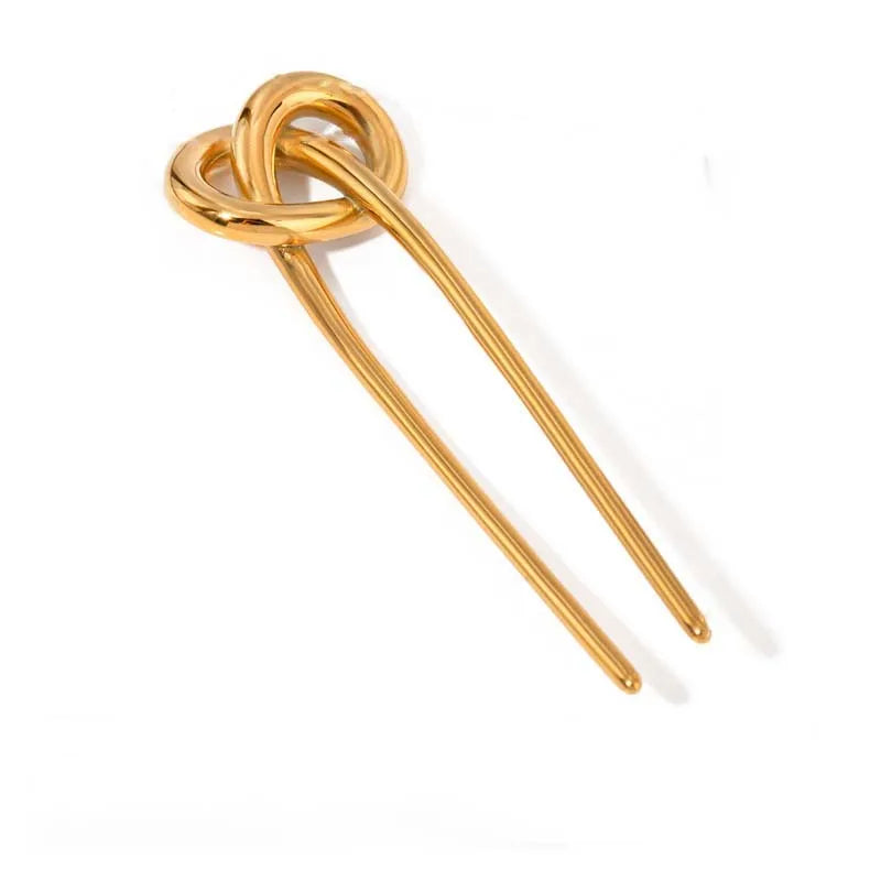 Lunivop  Stainless Steel Gold Color Knot Hair Stick For Women Fashion Metal U-Shaped Glossy Hairpin Hair Jewelry Accessories Gift