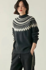 Lunivop Fair Isle Knit Sweater Cardigan Women Cozy Stand Collar Button Front Sweater Jacket Teen-Girl Fall Winter Vintage Chic Outfit