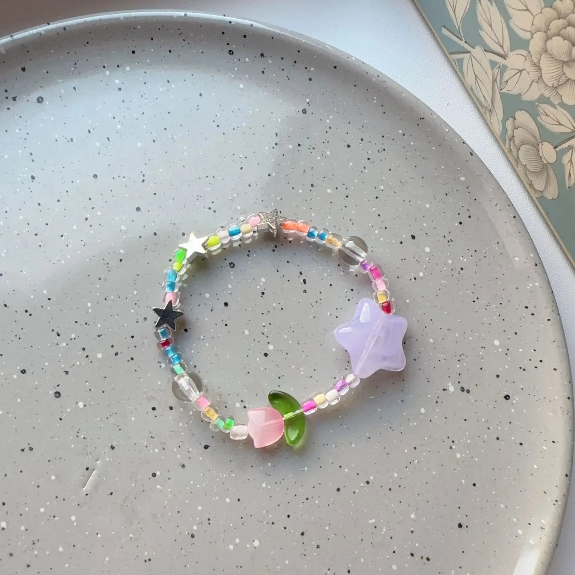 Lunivop Y2K Goth Harajuku Acrylic Colorful Star Beaded Bracelet Stretch Bracelets Summer Jewelry Stackable Bangle Friendship Wristbands
