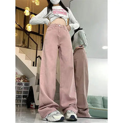 Lunivop  High Waist Wide Leg Denim Jeans Women's Spring Autumn New Faion Slimming Casual Floor Length Denim Jeans Sli Versatile