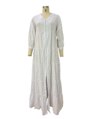 Lunivop  Summer Loose Long Sleeve Dress Casual Single Breasted Holiday Dresses Women's V Neck Pattern Printed Bohemian Style