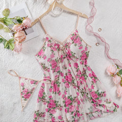 Lunivop  Spicy Floral Print Sheer Cami Nightdress