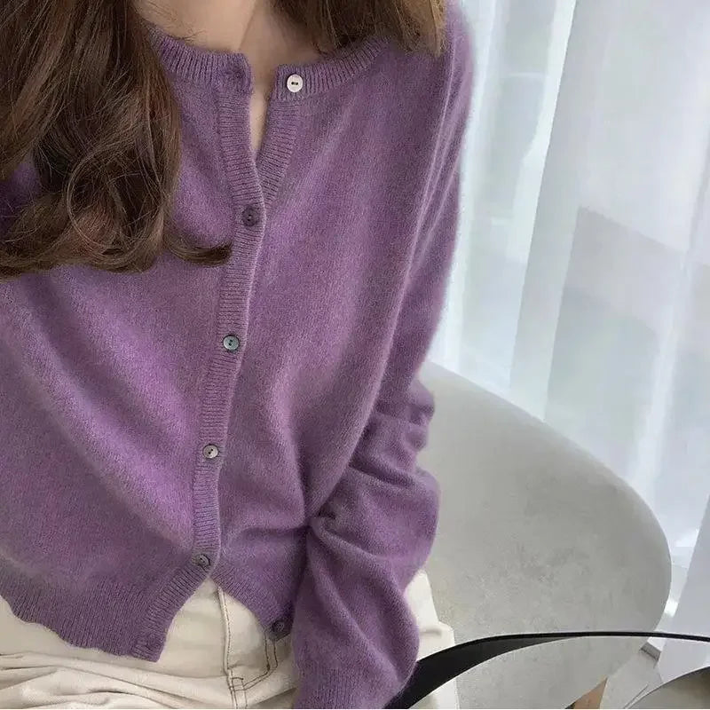 Lunivop Knitted Sweater Cardigan Loose-fit Warm Jacket Inner Wear Outer Korean Style Stylish Women's Top Core-spun Yarn