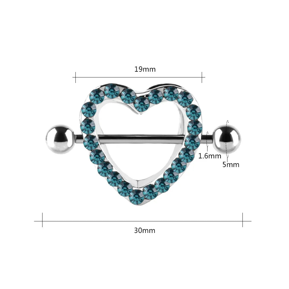 Lunivop 1pc Love Heart Nipple Piercing Stainless Steel Crystal Sexy Nipple Ring Nails Barbell Body Pierced Jewelry Chest Decor Party