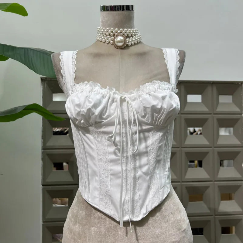 Lunivop  Fashion Solid Color Lace 2 Piece Set Women's Sleeveless Vest Tops A Line Skirts 2025 Summer New Tide