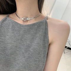 Lunivop Belt Buckle Choker Snake Chain Necklaces For Sexy Women Minimalist Titanium Steel Hip Hop Necklace Punk Cool Trend Jewelry