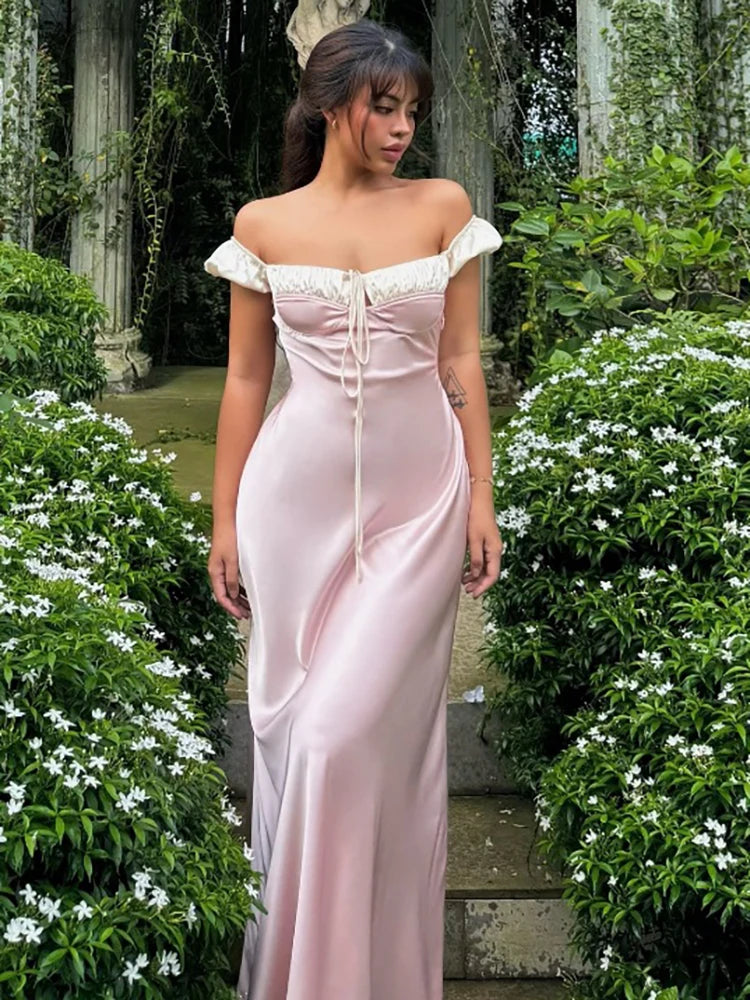 Lunivop Sexy Square Collar Bandage Women Dress Pink Puff Sleeve High Waist Dress Femme Summer French Elegant Party Clubwear