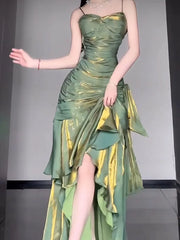 Lunivop  Oversize Green Camisole Dress for Women Sexy Slim Waist Bodycon Fishtail Dresses 2025 Summer New Mid-length Vestidos De Mujer