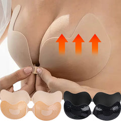 Lunivop Invisible Push Up Bra for Women Backless Strapless Bra Seamless Front Closure Bralette Underwear Silicone Self-Adhesive Bra Pads