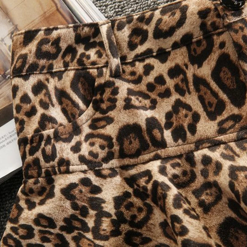 Lunivop Sexy Leopard Print Pleated Skirt Y2k Vintage Style Women High Waist Skirts Ruffle Mini Skirt Brown Female Streetwear