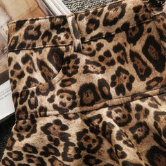 Lunivop Sexy Leopard Print Pleated Skirt Y2k Vintage Style Women High Waist Skirts Ruffle Mini Skirt Brown Female Streetwear