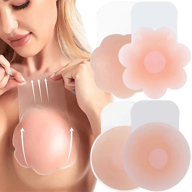 Lunivop Silicone Nipple Cover Reusable Women Adhesive Invisible Lift Up Bra Stickers Bra Breast Petals Pasty Pad Strapless Sticky Bras