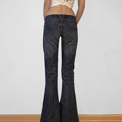 Lunivop Vintage y2k Flared Jeans Retro Button-up Low Rise Casual Denim Pants Harajuku 2000s Trousers Basic Aesthetic Mom