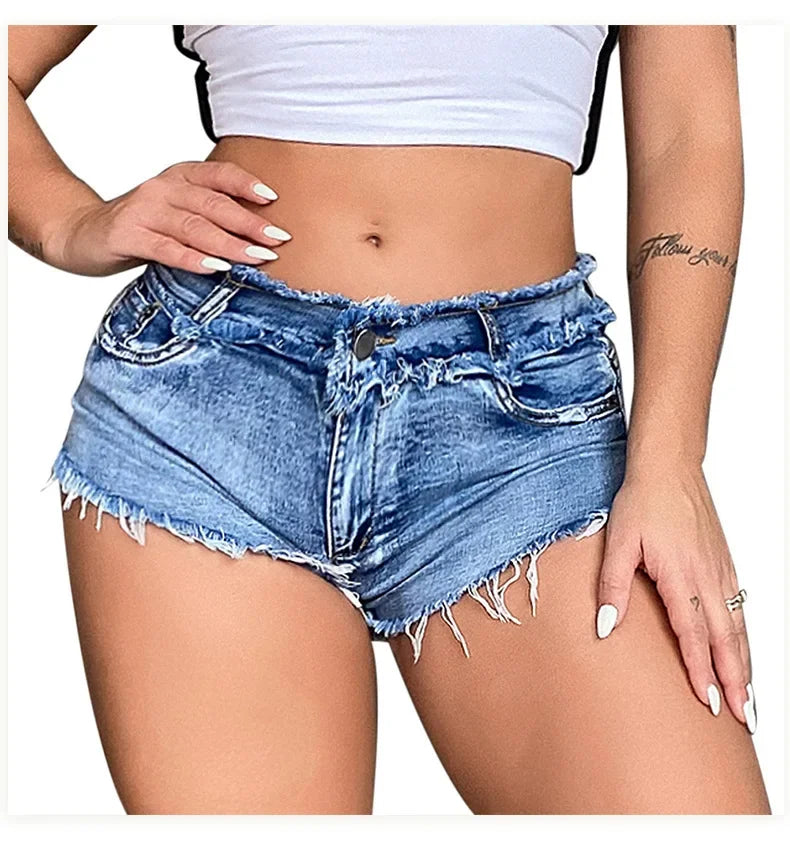 Lunivop New Summer Fashion Women's Denim Shorts European Style Stretch Ripped Style Wish Explosive Popular Shorts
