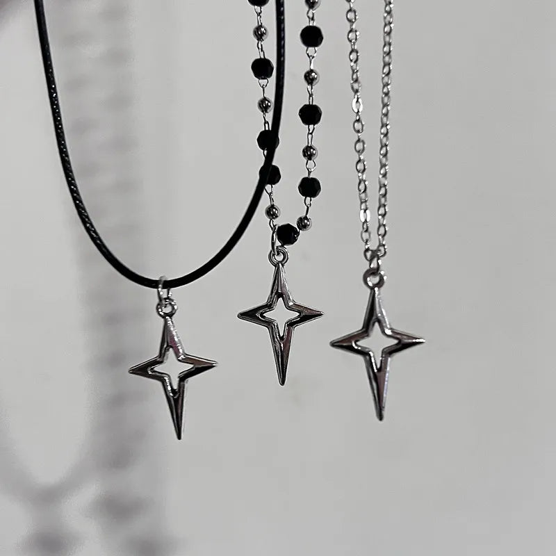 Lunivop  Punk Hip Hop Pentagram Pendant Necklace Fashion Star Leather Rope Chain for Women Girls Y2K Style Jewelry Accessory