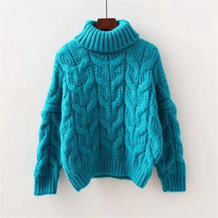 Lunivop  Thicken Turtleneck Sweater Women's New Winter Korean Loose Pullover Knitted Sweaters Short Jumper Pull Casual Tops Female