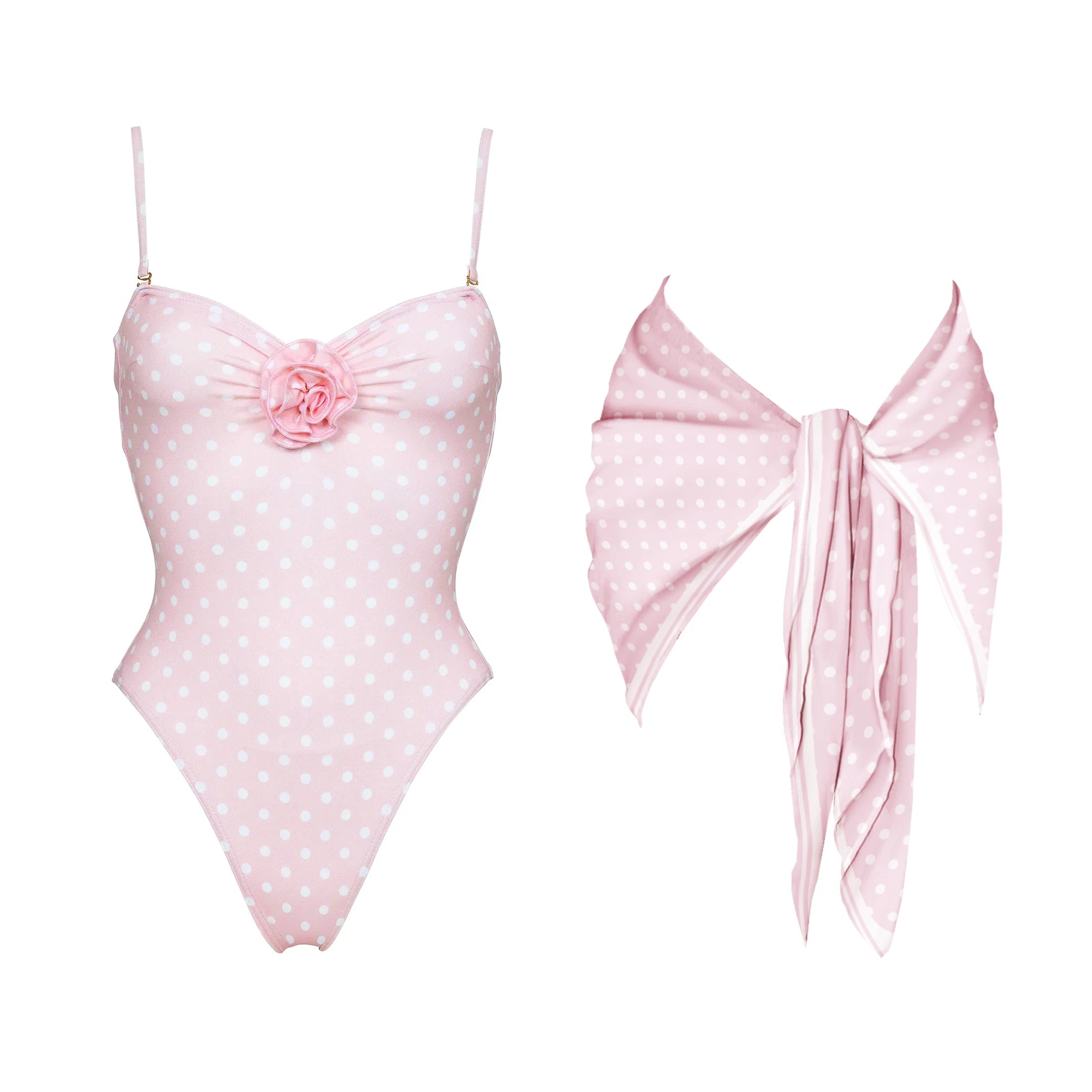 Lunivop   3Pcs Dot Bikini Set 2025 Bandeau Biquini Sexy Women Swimsuit Push Up Swimwear Female Flower Swim Suits Bathingsuit Beach Outfit