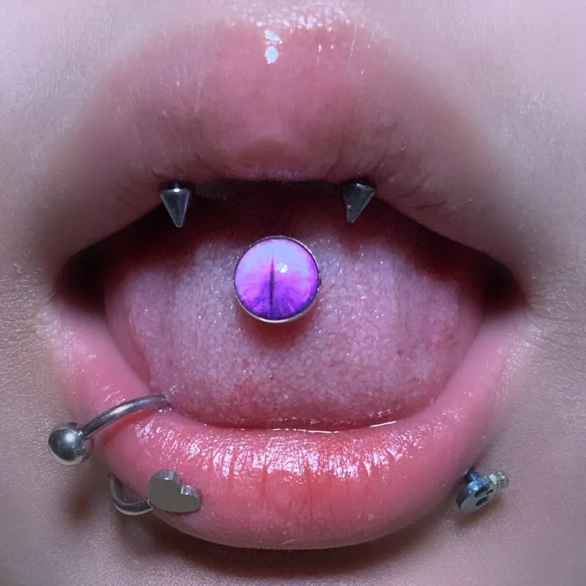 Lunivop Flowering Smudges Magic Eyes Tongue Stud Helix Piercing Sweet Punk stainless steel Tongue Ring Puncture Jewelry for Women