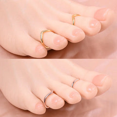 Lunivop  2pcs Adjustable Toe Rings with Cubic Synthetic Zirconia, 304 Stainless Steel Toe Rings, Women's Foot Jewelry for Casual Attire