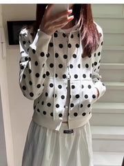 Lunivop  Women's Polka Dot Short Cardigan Korean Hooded Zipper Jacket Hoodie Top Women Clothing Sudaderas Para Mujer Y2k Clothes
