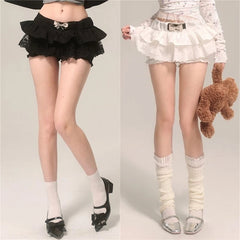 Lunivop  Y2k Aesthetic Lace Patchwork Mini Skirts Summer Streetwear Grunge Bow Fairy Faldas Women Sweet Cute Ruffled High Waist Skirt