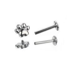 Lunivop  1pc Sweet Cute Bear Paw Lip Stud Stainless Steel Simple Labret Piercing Silver Color Cartilage Ins Fashon Body Jewelry Gifts