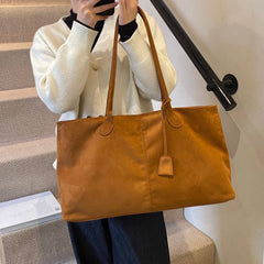 Lunivop  Large Capacity Faux Suede Shoulder Bags Solid Simple Big Handbags Women Elegant Retro Female Bags New In Casual Totes