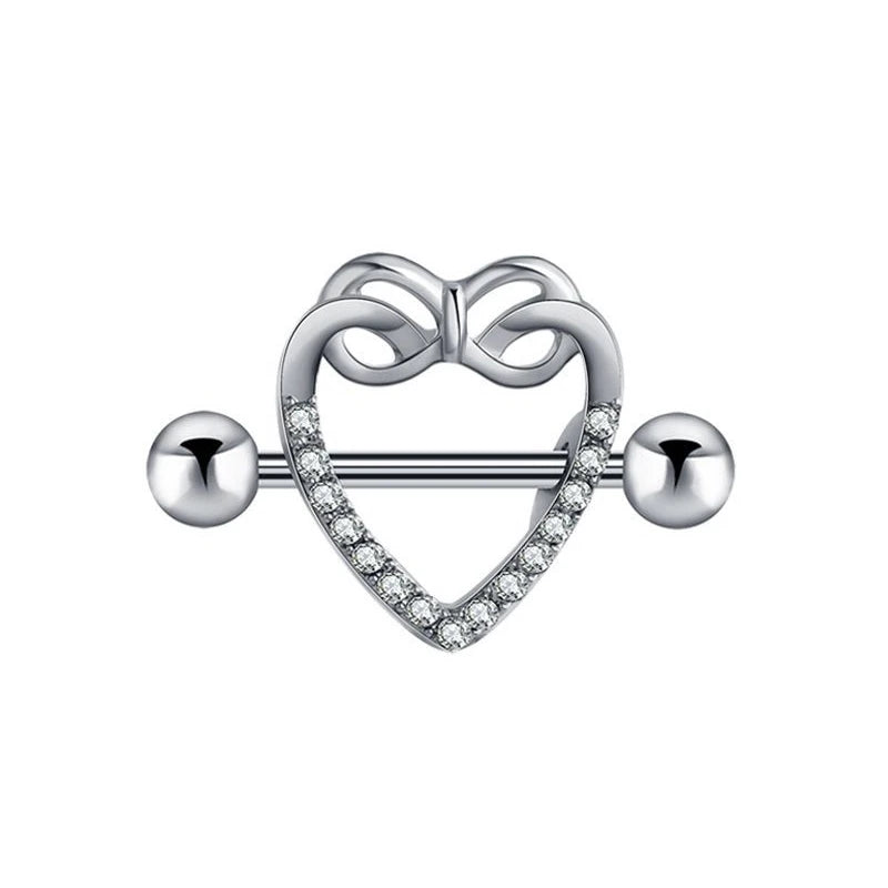 Lunivop 1pc Love Heart Nipple Piercing Stainless Steel Crystal Sexy Nipple Ring Nails Barbell Body Pierced Jewelry Chest Decor Party