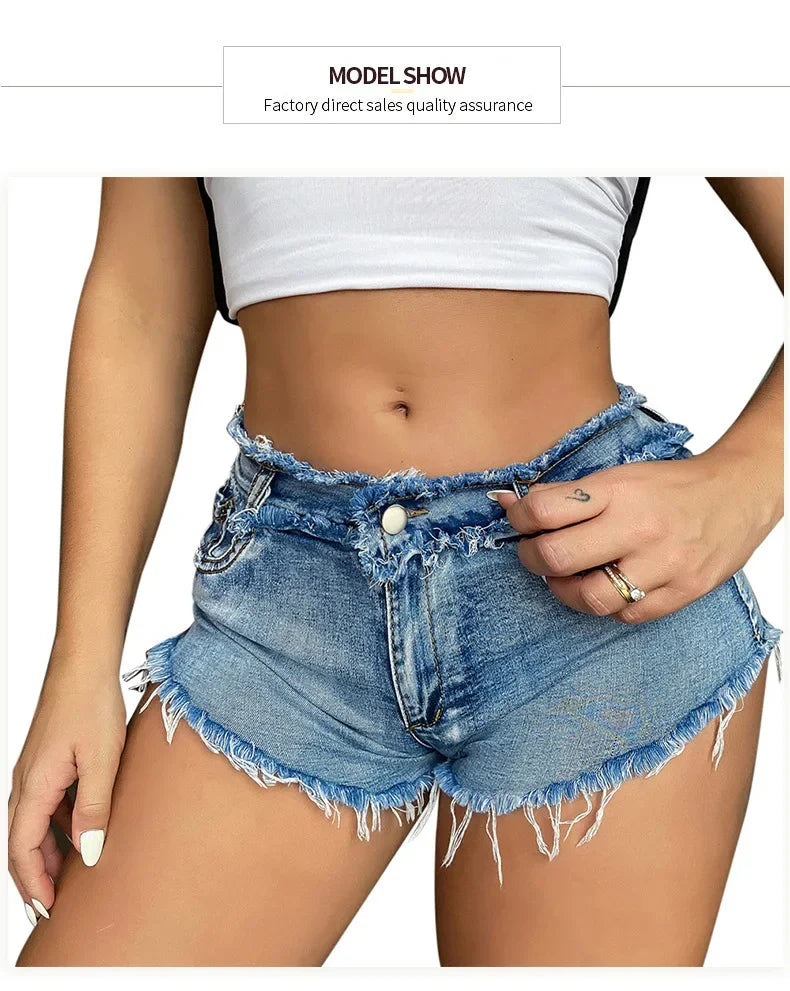 Lunivop New Summer Fashion Women's Denim Shorts European Style Stretch Ripped Style Wish Explosive Popular Shorts