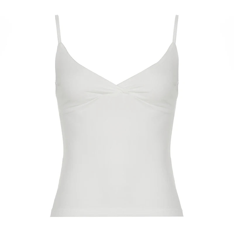 Lunivop  Sexy Low Neck Crop Top y2k Aesthetic Sleeveless White Tank Tops Women Basic Casual Solid Tee Vintage Sexy Camisole Summer