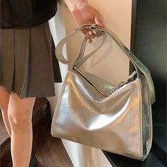 Lunivop  Retro Hot Girl Silver Harajuku Tote Bag Women Chain Square Leather Large Capacity Shoulder Bag Ladies Fashion Y2k Crossbody Bags