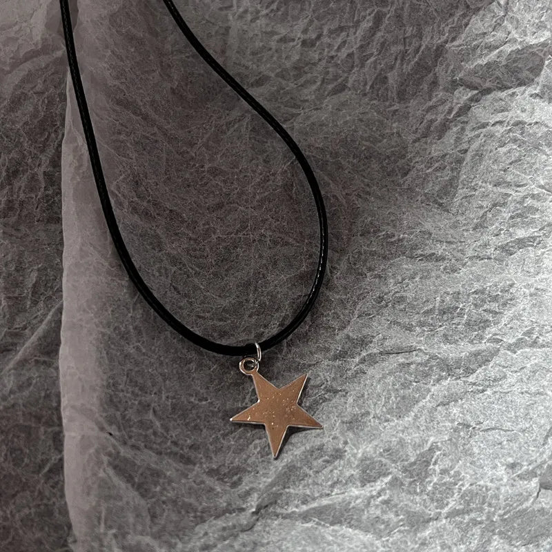 Lunivop Star Earrings Silver Color swirly Star 90s Chokers Celestial Best Friends Celestial Gift for Friend Necklaces Pendant Men Women