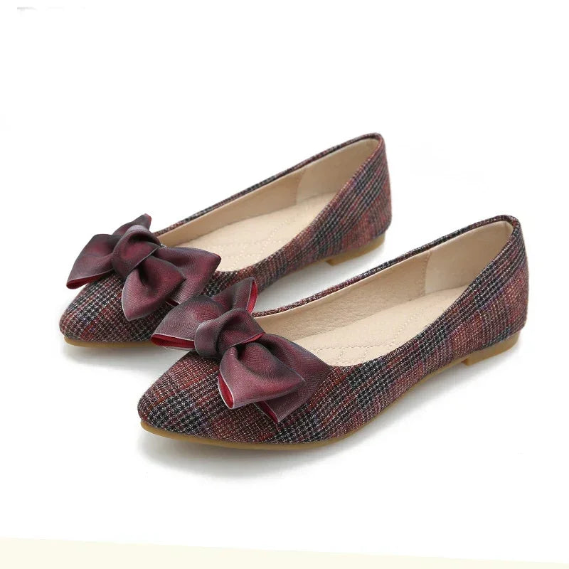 Lunivop  Women Flats Pointed Toe Satin Bow Shoes Spring Breathable Loafers Ladies Slip On Shallow Comfort Single Shoes