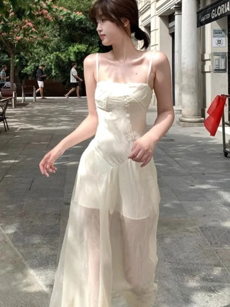 Lunivop Elegant Floral Fairy Dress Women Casual Sweet Y2k Clothing Sexy Strap Dress Even Party One Piece Dress Korean Chic Sleeveless