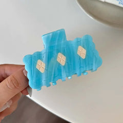 Lunivop  Fashion Blue Rectangular Hair Claws For Women Minimalist Half Zip Hair Clip Shark Clip Ponytail Clip Hair Accessories