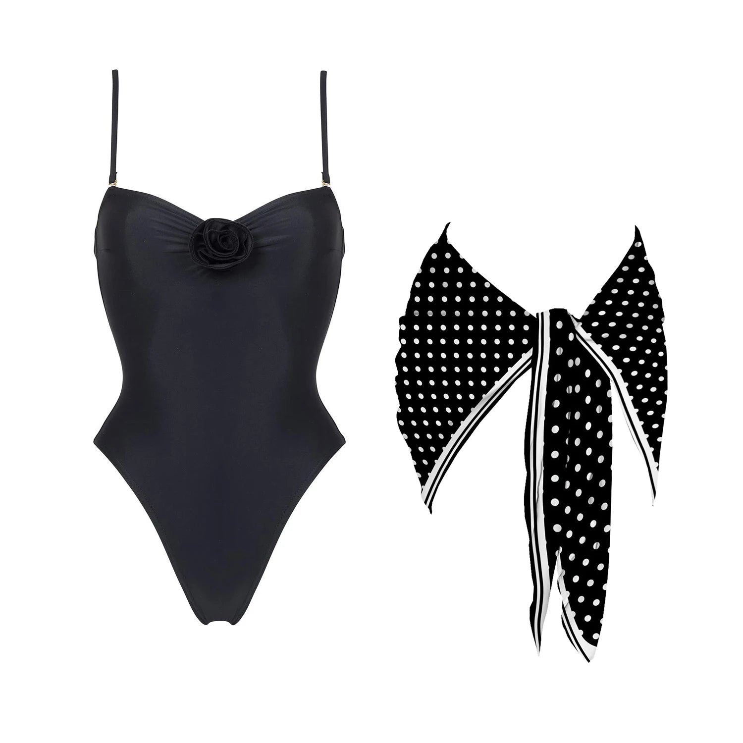 Lunivop   3Pcs Dot Bikini Set 2025 Bandeau Biquini Sexy Women Swimsuit Push Up Swimwear Female Flower Swim Suits Bathingsuit Beach Outfit