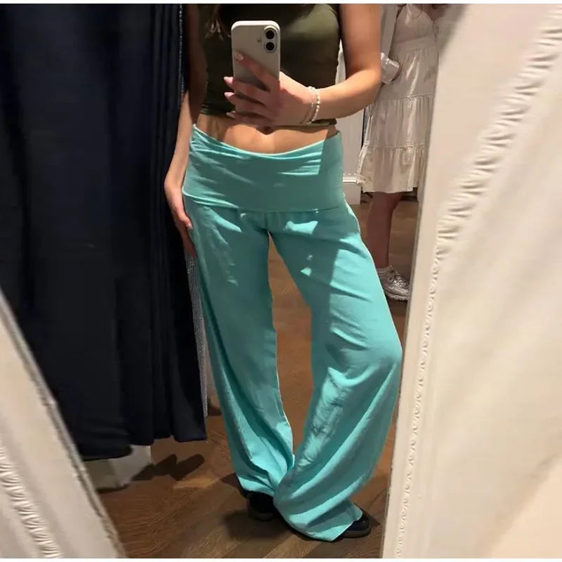 Lunivop  Fashion Green Women's Trousers Loose Four Seasons Wild High Waist Wide Leg Pants Female Summer Holiday Lady Solid Pant New