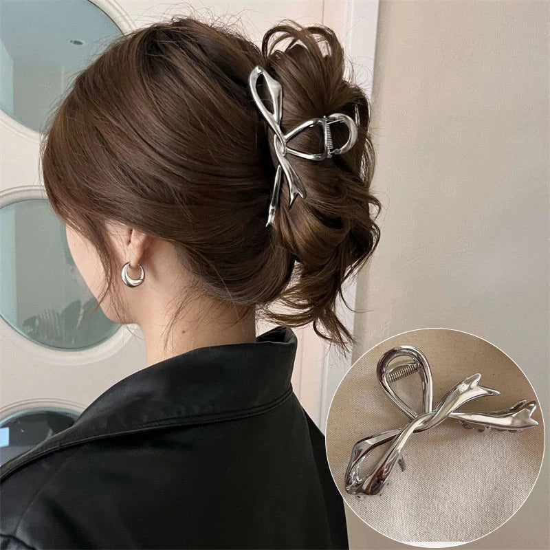 Lunivop  Fashion Metal Hair Claw Clips For Women Geometric Cross Hairpin Girl Shark Claw Barrettes For Ponytail Hair Accessories Headband