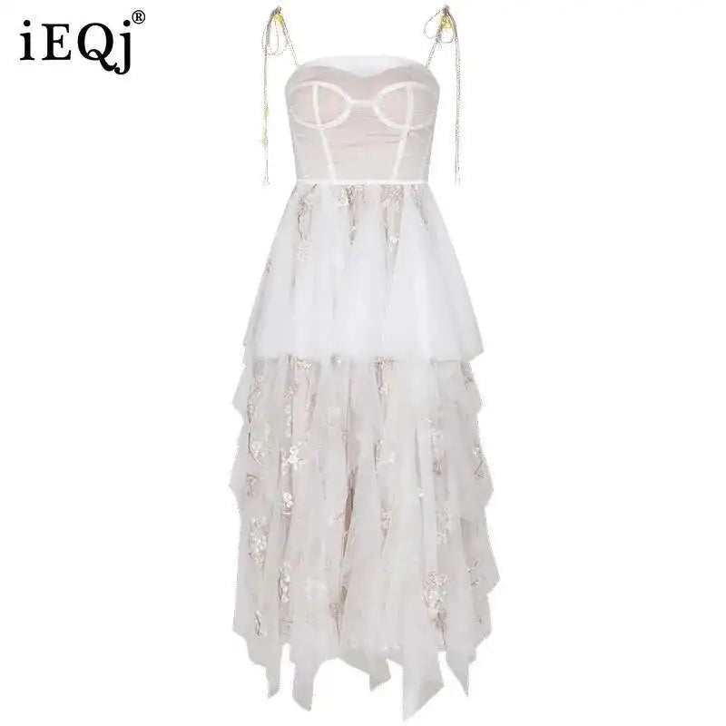 Lunivop Banquet Dress Women Elegant Spring Autumn New 2025 Slimming Spliced Mesh Party Cake Long Dresses Female