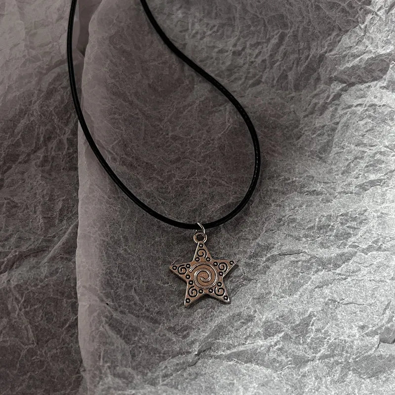 Lunivop Star Earrings Silver Color swirly Star 90s Chokers Celestial Best Friends Celestial Gift for Friend Necklaces Pendant Men Women