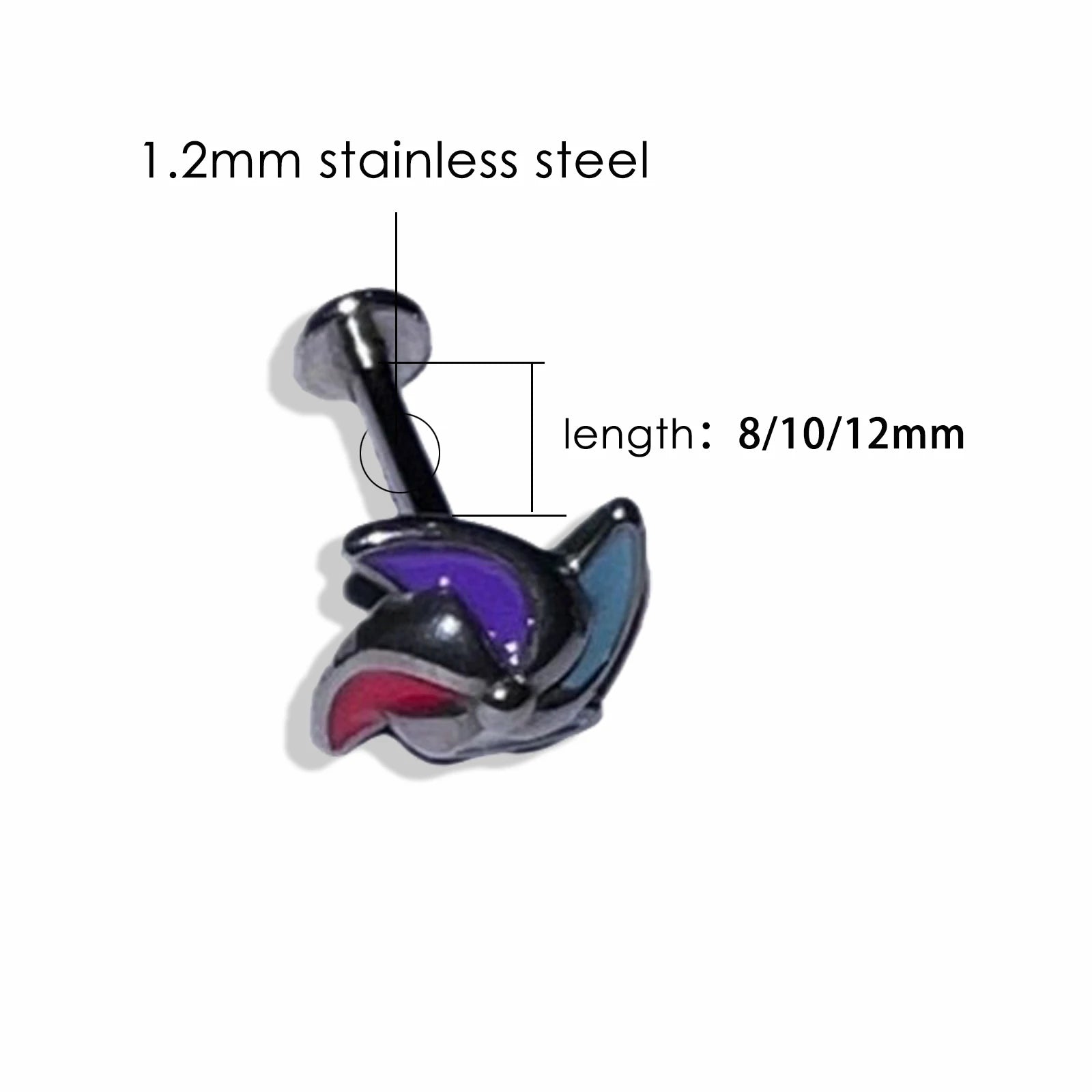 Lunivop 1pc Colorful Windmill Lip Stud Titanium Steel Cute Unique Dripping Oil Labret Piercing Ear Bone Cartilage Jewelry Girl Gifts