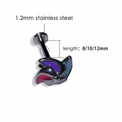 Lunivop 1pc Colorful Windmill Lip Stud Titanium Steel Cute Unique Dripping Oil Labret Piercing Ear Bone Cartilage Jewelry Girl Gifts