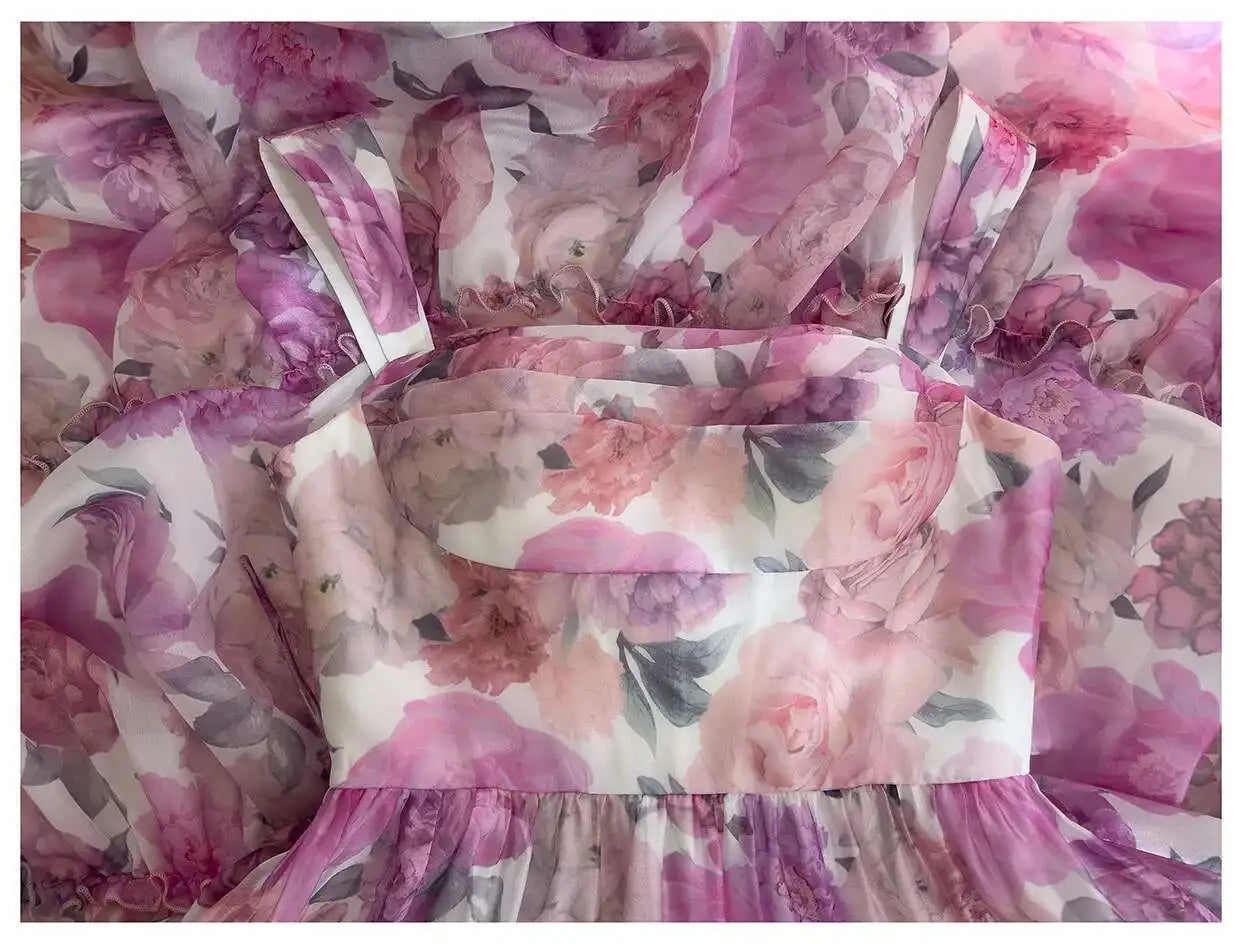 Lunivop Printing Design Women's Long Dresses Slash Collar High Waist Sleeveless Elegant Dress Female Summer 2025 New