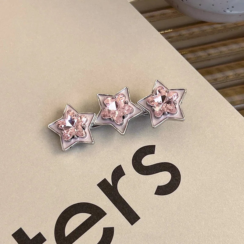 Lunivop Y2K Pink Rhinestone Butterfly Bow Star Heart Hairpins Barrettes Women Korean Fashion Kpop Hair Clip Accessories