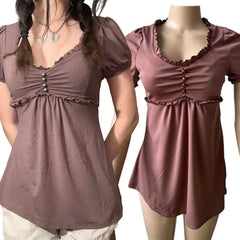 Lunivop  Euramerican Fashion Front Pleated Button Women Top Y2k Aesthetic Harajuku Vintage Sexy Short Clothes High Street Punk Mini Dress