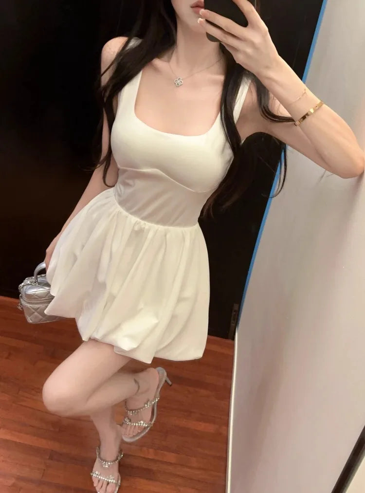 Lunivop  Woman Dress Fashion Sexy Square Collar Sleeveless Slim Summer New Bud Mini Dresses Party Female Clubwear Elegant