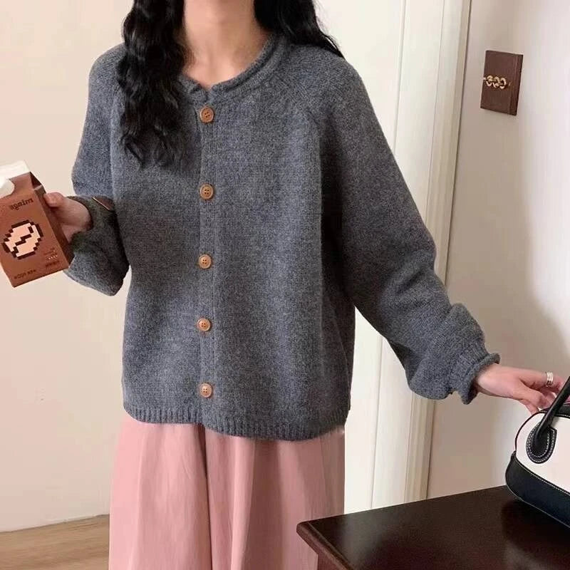 Lunivop Button Up Cardigan Sweater for Women Cozy Knitted Long Sleeve Single Breasted Sweater Jacket Autumn Winter Casual Chic Outfit